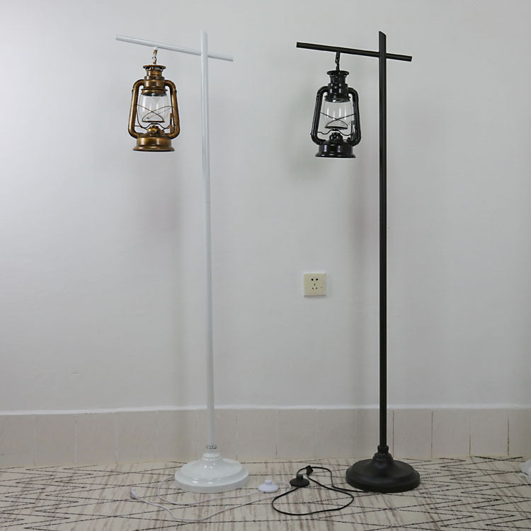 Contemporary Simplicity Kettle Shape Iron Glass Lampshade 1 - Light Standing Floor Lamp For Living Room