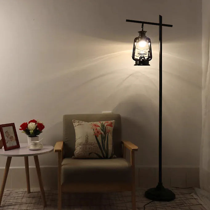 Contemporary Simplicity Kettle Shape Iron Glass Lampshade 1 - Light Standing Floor Lamp For Living Room