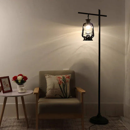 Contemporary Simplicity Kettle Shape Iron Glass Lampshade 1 - Light Standing Floor Lamp For Living Room