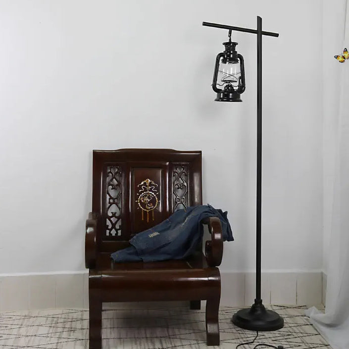 Contemporary Simplicity Kettle Shape Iron Glass Lampshade 1 - Light Standing Floor Lamp For Living Room