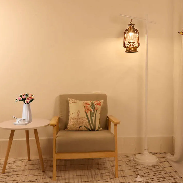 Contemporary Simplicity Kettle Shape Iron Glass Lampshade 1 - Light Standing Floor Lamp For Living Room