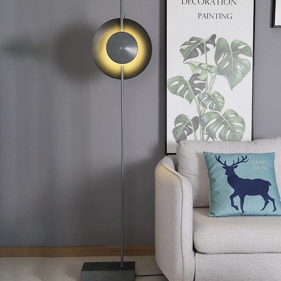 Contemporary Nordic Round Hardware Iron 1 - Light Standing Floor Lamp For Living Room