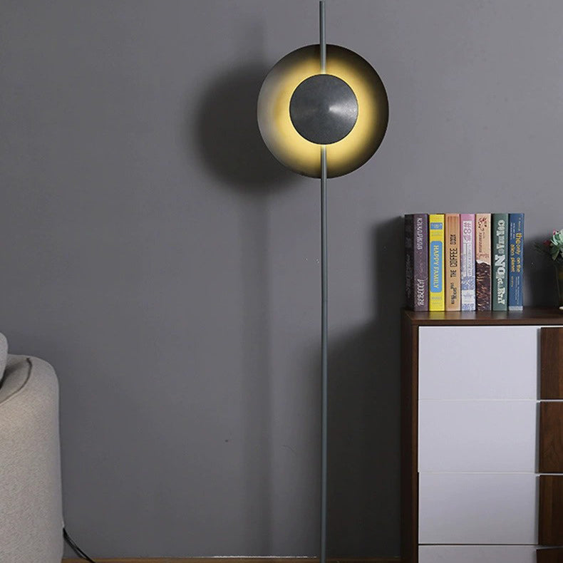Contemporary Nordic Round Hardware Iron 1 - Light Standing Floor Lamp For Living Room