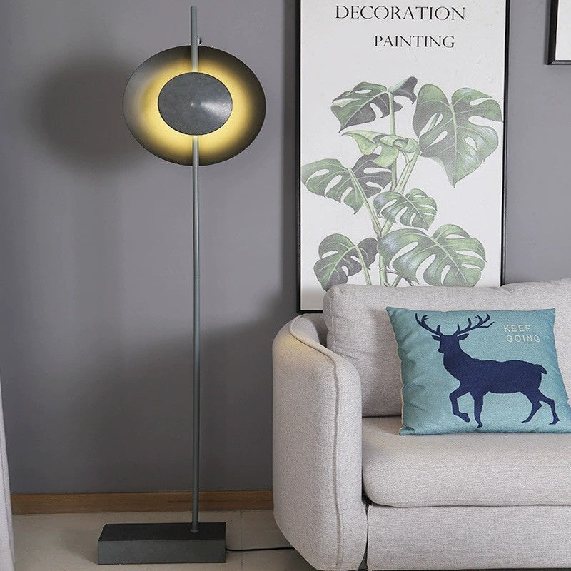 Contemporary Nordic Round Hardware Iron 1 - Light Standing Floor Lamp For Living Room