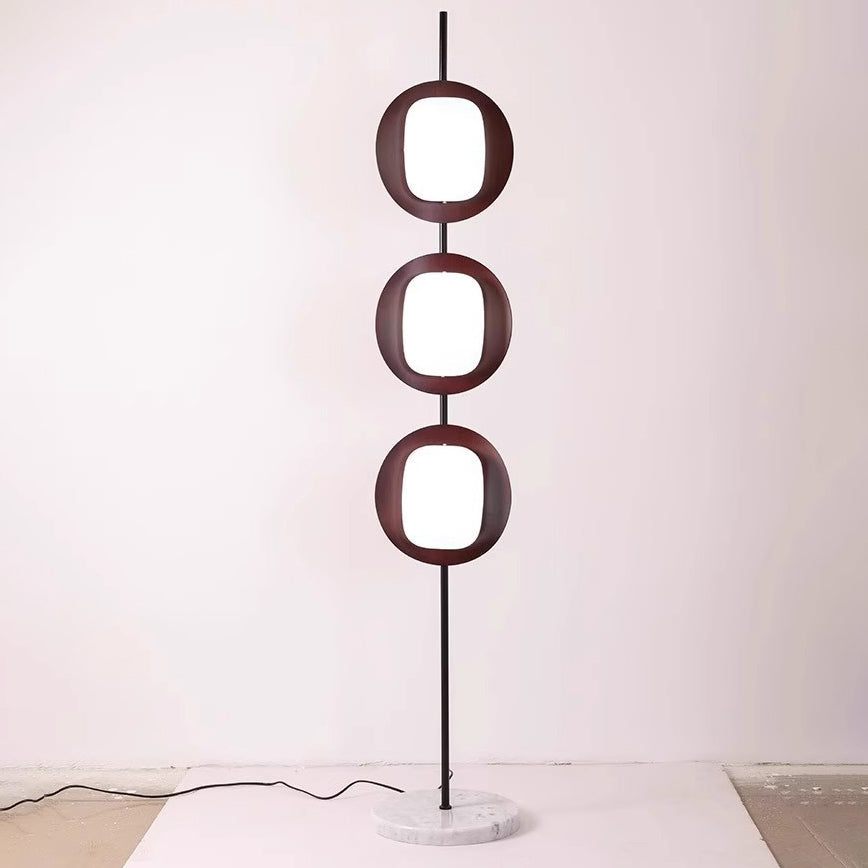 Contemporary Scandinavian Round Acrylic Iron Lampshade Marble Base LED Standing Floor Lamp For Living Room