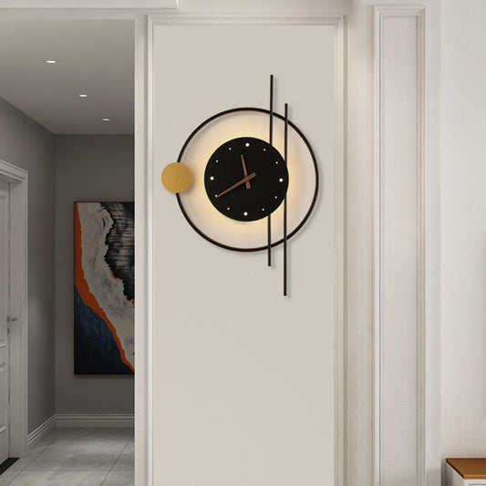 Contemporary Creative Clocks Iron Acrylic Lampshade LED Wall Sconce Lamp For Living Room