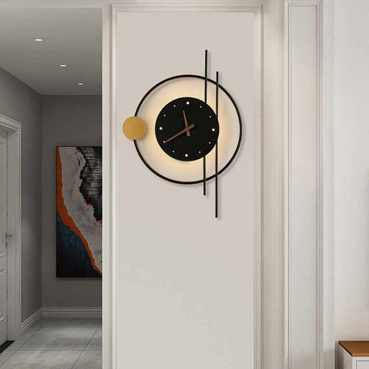 Contemporary Creative Clocks Iron Acrylic Lampshade LED Wall Sconce Lamp For Living Room