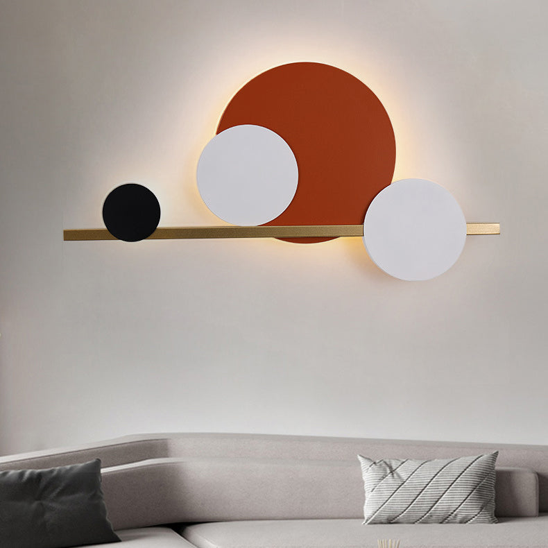 Contemporary Simplicity Stitching Circle Iron Acrylic Lampshade LED Wall Sconce Lamp For Living Room