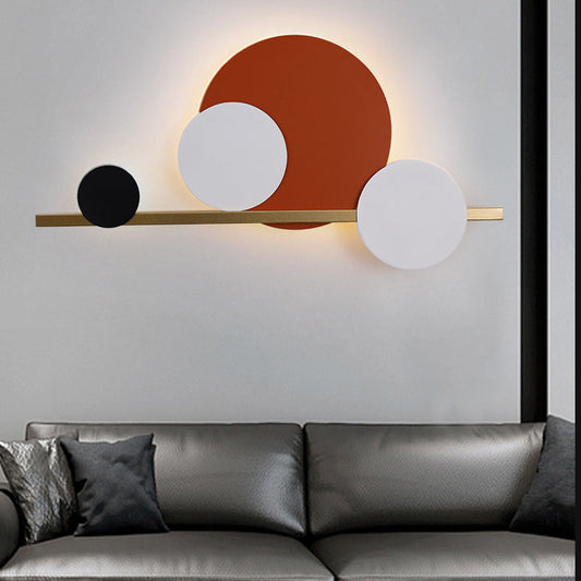 Contemporary Simplicity Stitching Circle Iron Acrylic Lampshade LED Wall Sconce Lamp For Living Room
