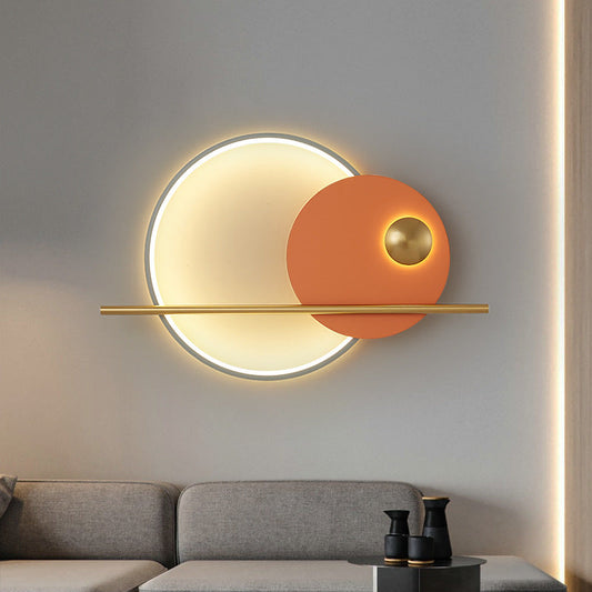 مصباح حائط LED بتصميم دائري من الحديد الأكريليك بتصميم معاصر لغرفة المعيشة 