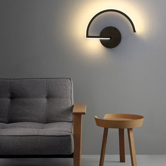 مصباح حائط LED بتصميم نصف دائري معاصر من الحديد بتصميم نورديك لغرفة النوم 