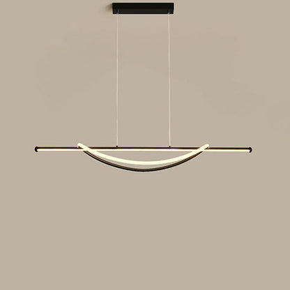 Modern Minimalist Circle Stitching Line Silicone Aluminum Iron LED Chandeliers Island Light For Dining Room