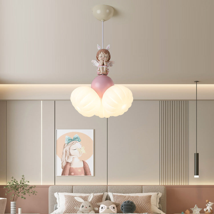 Contemporary Creative Dome Angel Girl PVC Iron Resin 3 - Light Pendant Light For Dining Room