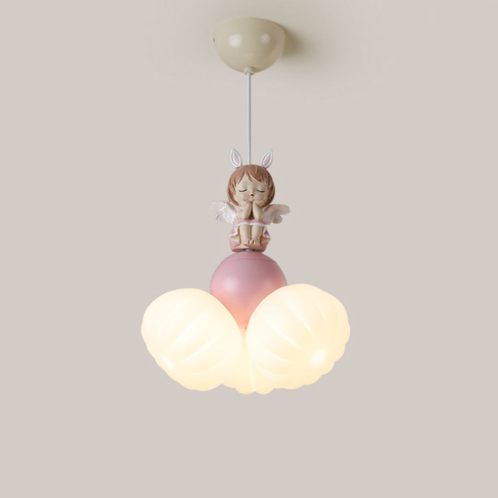 Contemporary Creative Dome Angel Girl PVC Iron Resin 3 - Light Pendant Light For Dining Room