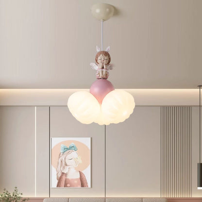 Contemporary Creative Dome Angel Girl PVC Iron Resin 3 - Light Pendant Light For Dining Room