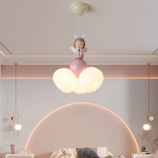 Contemporary Creative Dome Angel Girl PVC Iron Resin 3 - Light Pendant Light For Dining Room