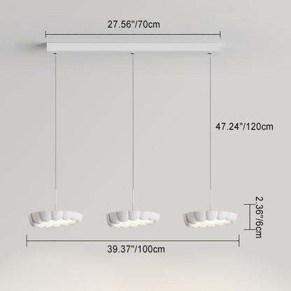 Modern Minimalist Cream Round ABS Iron Lampshade LED Chandeliers For Dining Room