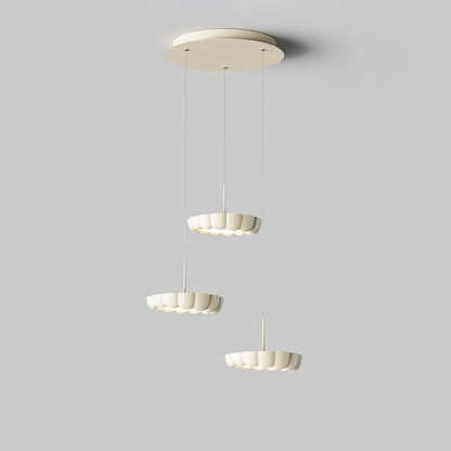 Modern Minimalist Cream Round ABS Iron Lampshade LED Chandeliers For Dining Room