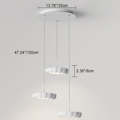 Modern Minimalist Cream Round ABS Iron Lampshade LED Chandeliers For Dining Room