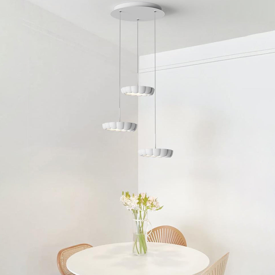 Modern Minimalist Cream Round ABS Iron Lampshade LED Chandeliers For Dining Room