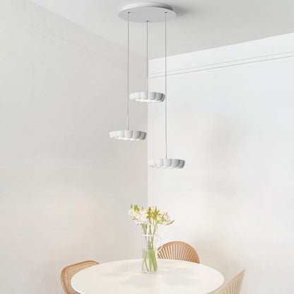 Modern Minimalist Cream Round ABS Iron Lampshade LED Chandeliers For Dining Room