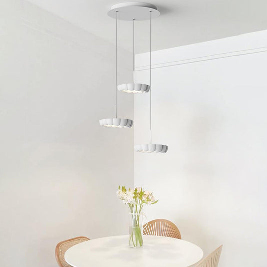 Modern Minimalist Cream Round ABS Iron Lampshade LED Chandeliers For Dining Room