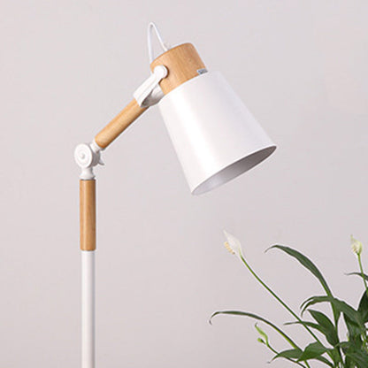 Modern Simplicity Trapezoid Bendable Iron Lampshade Solid Wood Base 1 - Light Table Lamp For Bedroom
