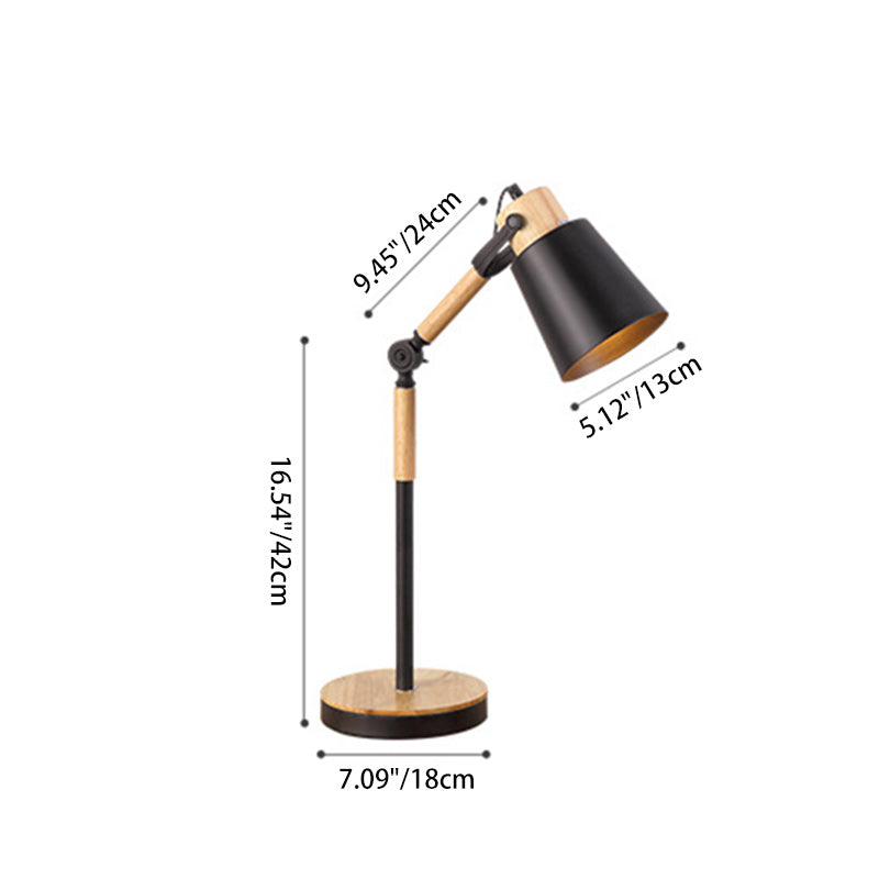 Modern Simplicity Trapezoid Bendable Iron Lampshade Solid Wood Base 1 - Light Table Lamp For Bedroom