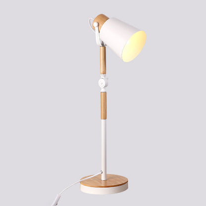 Modern Simplicity Trapezoid Bendable Iron Lampshade Solid Wood Base 1 - Light Table Lamp For Bedroom