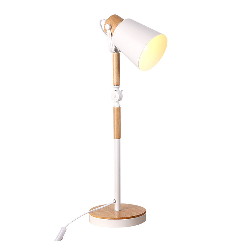 Modern Simplicity Trapezoid Bendable Iron Lampshade Solid Wood Base 1 - Light Table Lamp For Bedroom