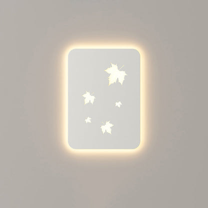 Contemporary Creative Rectangular Maple Leaves Full Iron Lampshade LED Wall Sconce Lamp For Living Room