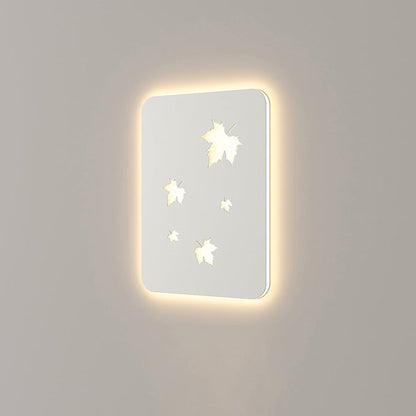 Contemporary Creative Rectangular Maple Leaves Full Iron Lampshade LED Wall Sconce Lamp For Living Room