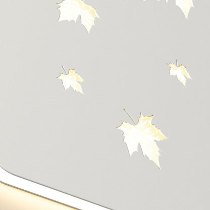 Contemporary Creative Rectangular Maple Leaves Full Iron Lampshade LED Wall Sconce Lamp For Living Room