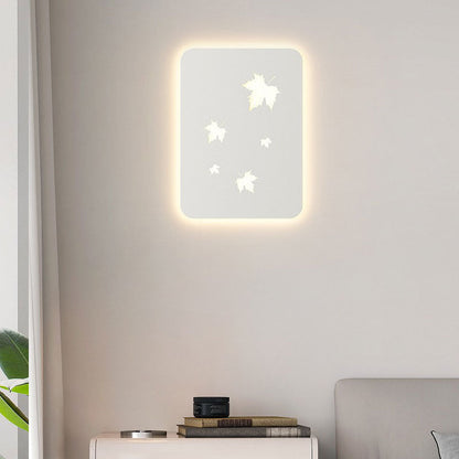 Contemporary Creative Rectangular Maple Leaves Full Iron Lampshade LED Wall Sconce Lamp For Living Room