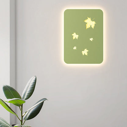 Contemporary Creative Rectangular Maple Leaves Full Iron Lampshade LED Wall Sconce Lamp For Living Room