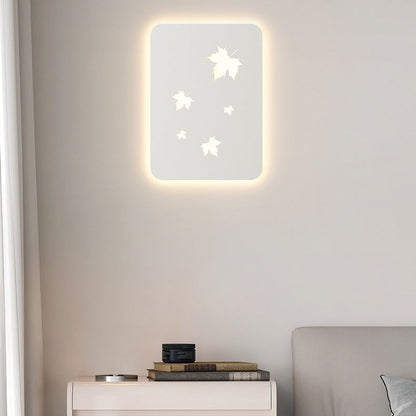 Contemporary Creative Rectangular Maple Leaves Full Iron Lampshade LED Wall Sconce Lamp For Living Room