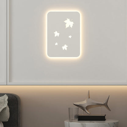 Contemporary Creative Rectangular Maple Leaves Full Iron Lampshade LED Wall Sconce Lamp For Living Room