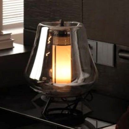 Modern Art Deco Transparent Glass Iron Lampshade 1 - Light Table Lamp For Bedroom
