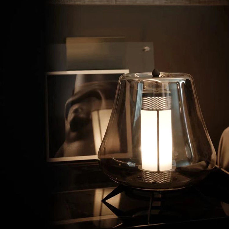 Modern Art Deco Transparent Glass Iron Lampshade 1 - Light Table Lamp For Bedroom