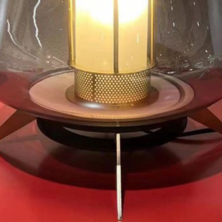 Modern Art Deco Transparent Glass Iron Lampshade 1 - Light Table Lamp For Bedroom