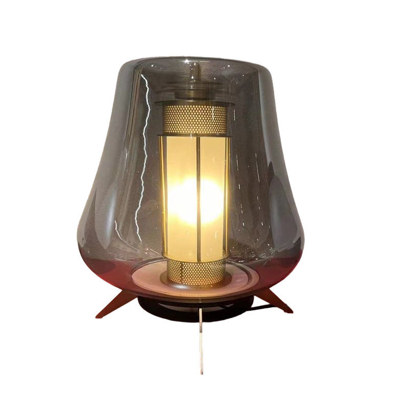 Modern Art Deco Transparent Glass Iron Lampshade 1 - Light Table Lamp For Bedroom