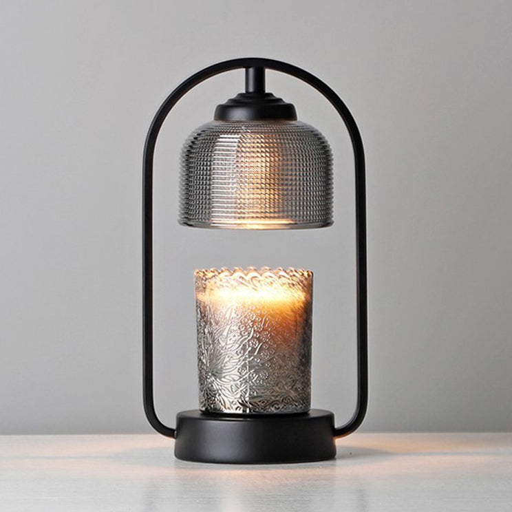Contemporary Nordic Round Iron Base Semicircular Glass Lampshade 1 - Light Melting Wax Table Lamp For Bedroom