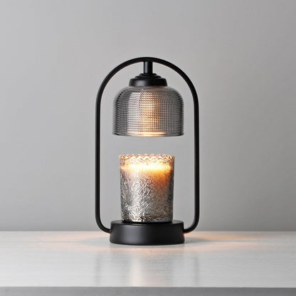 Contemporary Nordic Round Iron Base Semicircular Glass Lampshade 1 - Light Melting Wax Table Lamp For Bedroom