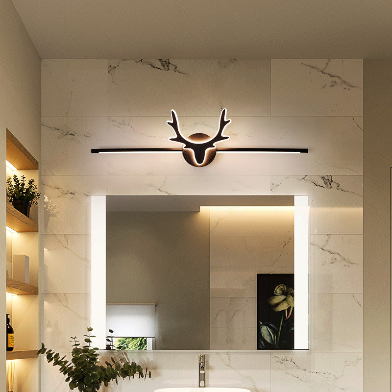 Contemporary Scandinavian Deer Iron Acrylic LED Vanity Light Mirror Front Wall Sconce Lamp For Bathroom