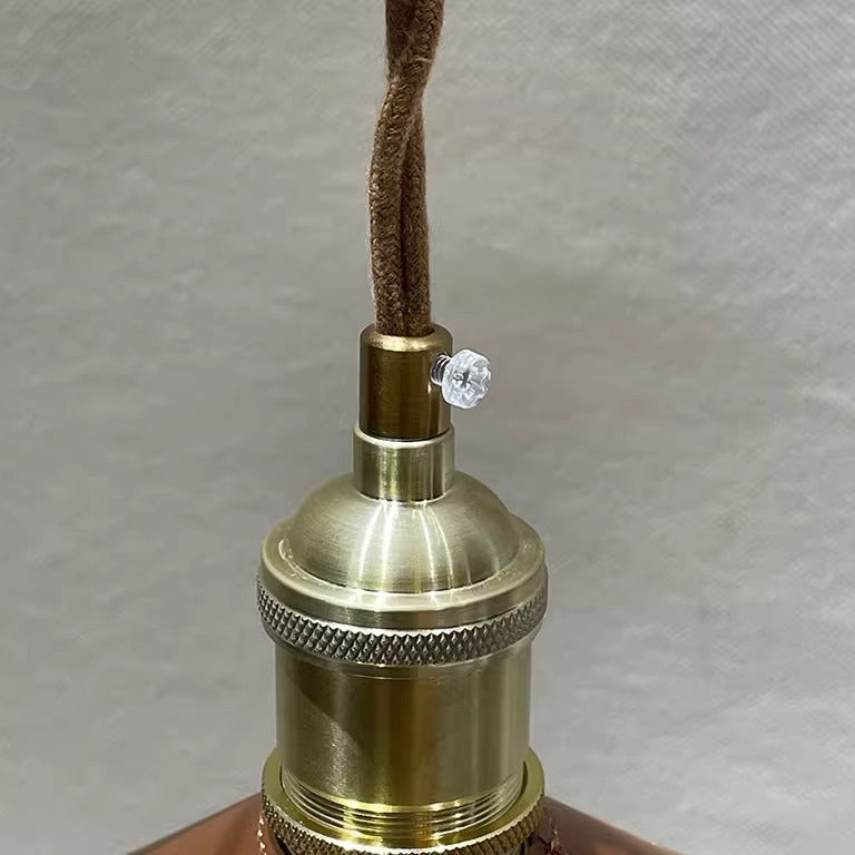 Contemporary Creative Round Rectangle Walnut Base Cone Leather Lampshade Copper 1 - Light Melting Wax Table Lamp For Bedroom