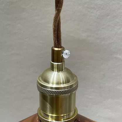 Contemporary Creative Round Rectangle Walnut Base Cone Leather Lampshade Copper 1 - Light Melting Wax Table Lamp For Bedroom