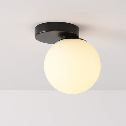 Modern Simplicity Dome Orb Glass Lampshade Iron 1 - Light Semi-Flush Mount Ceiling Light For Hallways
