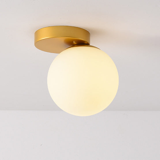 Modern Simplicity Dome Orb Glass Lampshade Iron 1 - Light Semi-Flush Mount Ceiling Light For Hallways