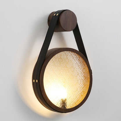 Contemporary Retro Belt Suspension Round Iron Glass Lampshade 1 - Light Wall Sconce Lamp For Living Room