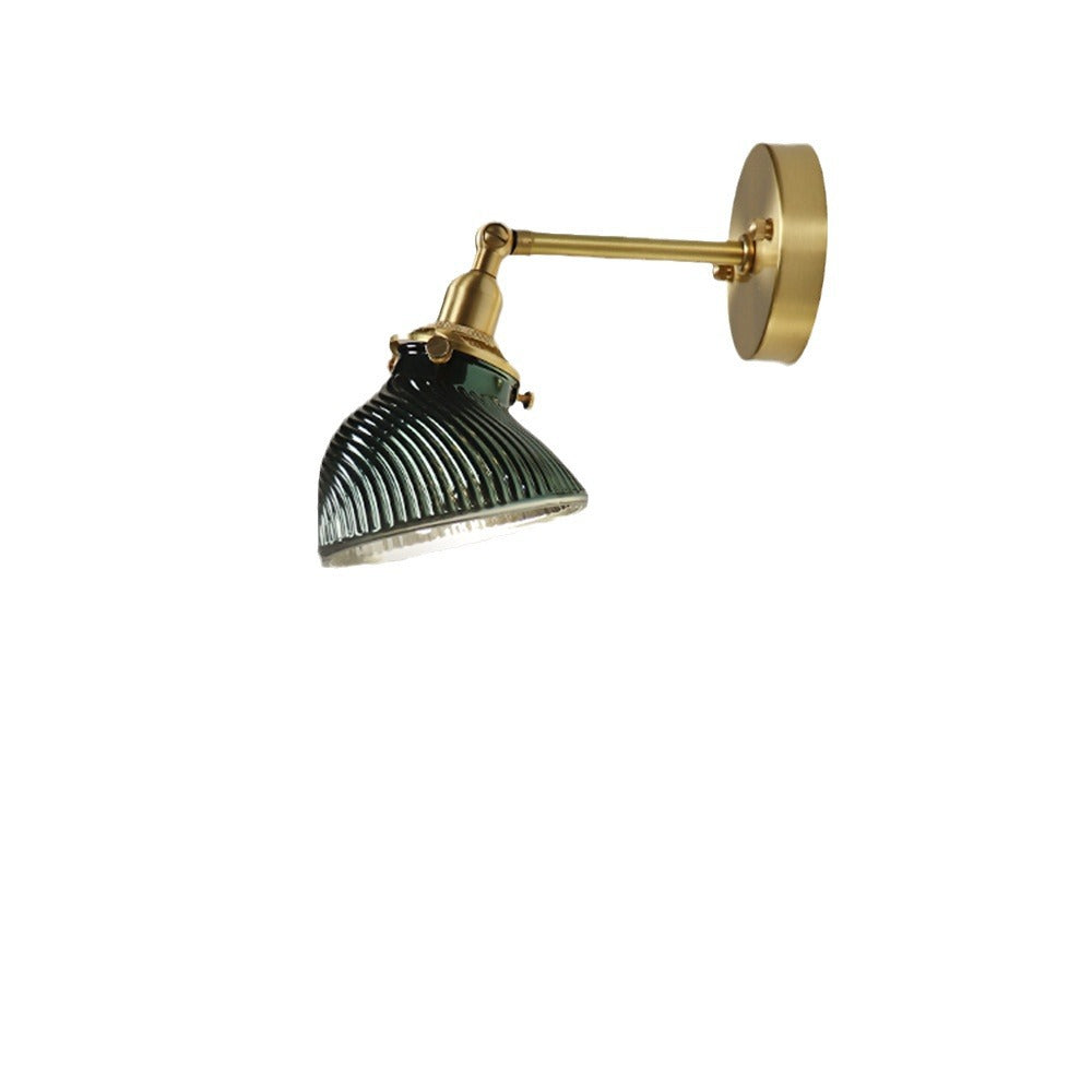 Traditional French Brass Glass Lampshade 1 - Light Wall Sconce Lamp For Living Room